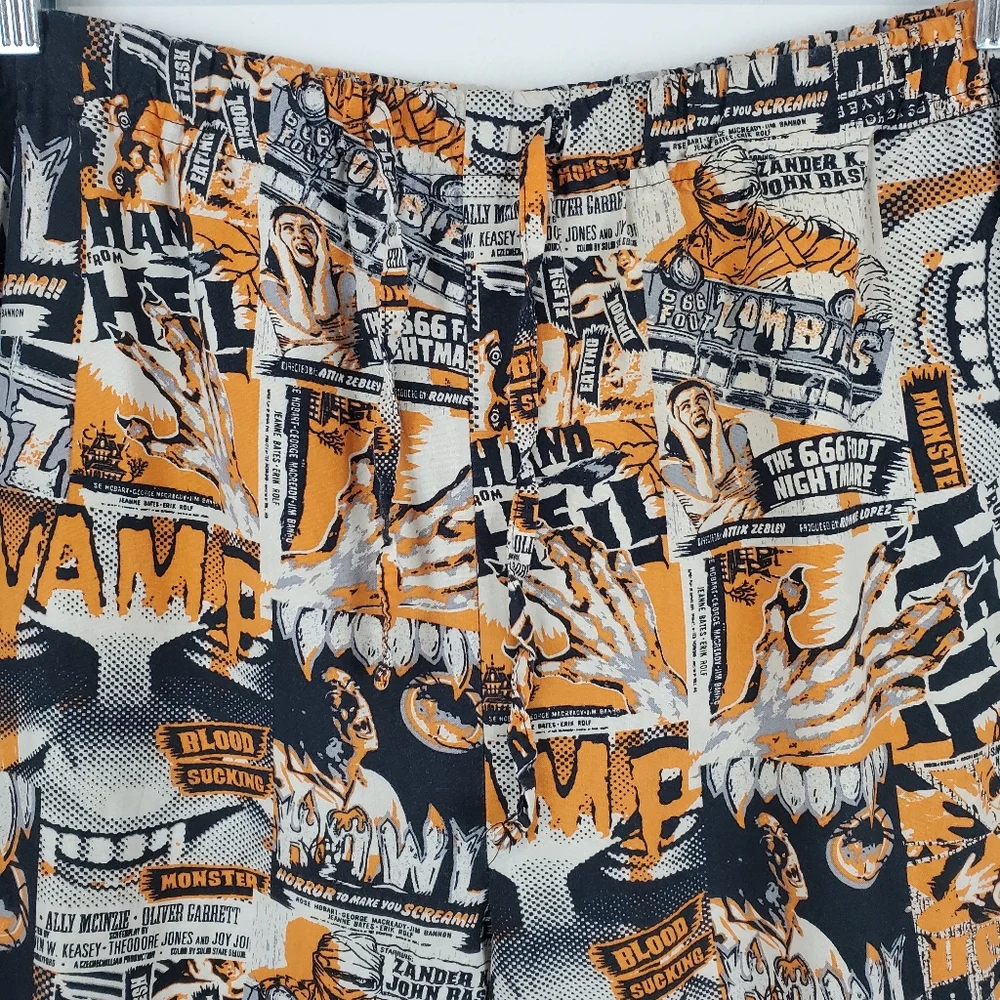 Vintage Zombie Horror Movie Night Pajamas PJ Bottoms Pants Medium Unisex Cotton - Picture 5 of 9